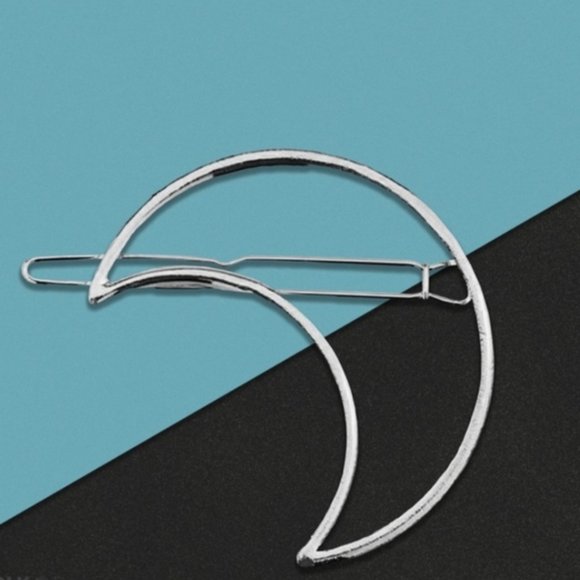 Brandy Melville Silver Metal Moon Hair Clip Barret - Picture 2 of 5